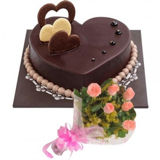 Choco heart with beautiful roses