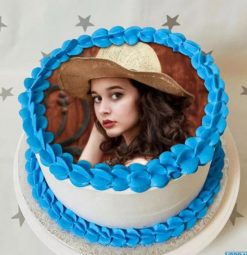 Blue-Floral-Photo-Cake