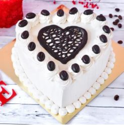 Coffee Flavored Heart Shaped Cake: A romantic dessert perfect for coffee lovers, shaped in a heart for special occasions.