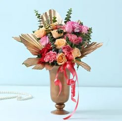 Charismatic Mixed Roses & Carnations bouquet, a vibrant and delightful arrangement perfect for any occasion, adding charm to your space.