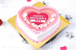 A heart-shaped cake, perfect for celebrating Mother's Day with love and affection.