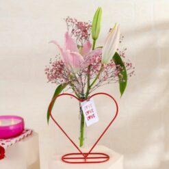 Heart's Delight Flower Ensemble - Beautiful floral arrangement in heart-shaped planter for gifting on special occasions.