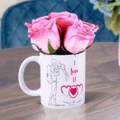 I Love U Mom Mug And Pink Roses - Perfect Mother's Day Gift Combo