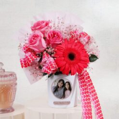 Personalized floral arrangement for Mother's Day, featuring handpicked blooms in a customized tribute.