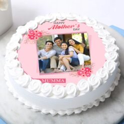 A beautifully decorated cake, symbolizing Mom's grace and perfection, perfect for special celebrations.