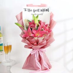 Elegant Lily Bouquet for Mother's Day - Express love and appreciation with this beautiful floral arrangement. Perfect for celebrating Mom!