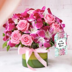 Orchid and Rose Harmony for Mom - A beautiful floral arrangement symbolizing elegance and beauty. Order now for a delightful gift!