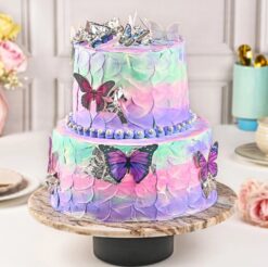 Pearlized Chocolate Dream Cake: Decadent chocolate cake adorned with elegant pastel pearls, perfect for celebrations.