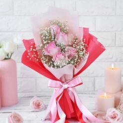 A bunch of pink flowers, adding elegance and beauty to any space, perfect for gifting or decoration.