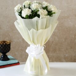 White Carnations Flower Bouquet - Symbol of purity and grace, perfect for gifting on special occasions.
