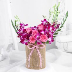 Rose and Orchid Oasis - Floral Arrangement in Vase