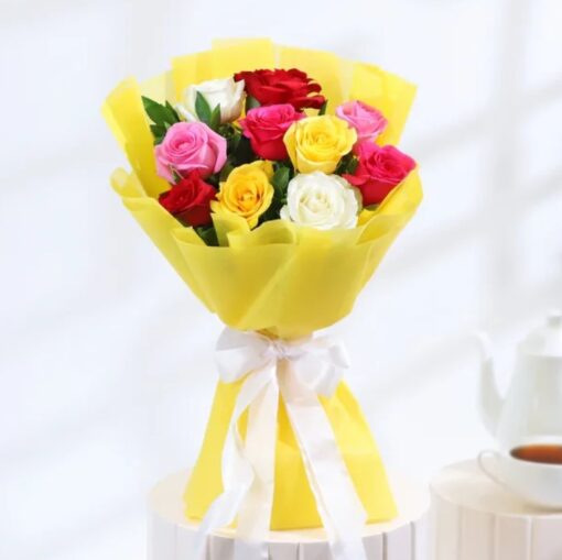 Colorful bouquet of mixed blooms in vibrant shades, perfect for any occasion.