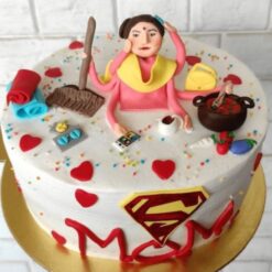 A superhero-themed cake, a tribute to Mom's strength and love on any special occasion.