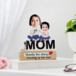 Custom Mom and Daughter Caricature Stand - A personalized keepsake capturing the bond between mother and daughter.