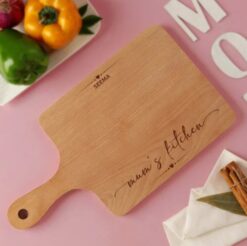 Custom Mom's Kitchen Cutting Board with Handle - A practical and heartfelt gift for enhancing Mom's kitchen, personalized for her.