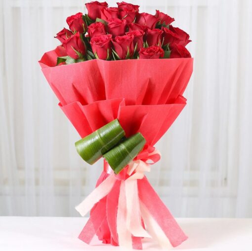 Passionate Love Red Rose Bouquet: A stunning arrangement of twenty vibrant red roses, perfect for expressing deep affection and romance.