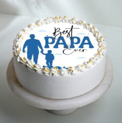 Personalized photo cake for Papa, decorated with 'Best Papa Ever' message, perfect for celebrating special moments with love.
