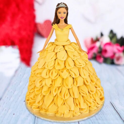 Disney Princess Belle Cake: A beautifully decorated cake inspired by Beauty and the Beast's Belle, perfect for princess-themed celebrations.