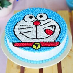 Doraemon cake with colorful icing, ideal for birthdays and celebrations, featuring the beloved Japanese cartoon character.