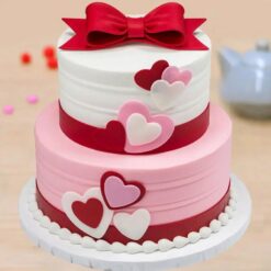 Double Delight Fondant Cake with two layers of fondant icing, a delicious dessert for special occasions.