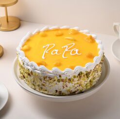 Father's Day special mango cake, beautifully decorated and ready to celebrate Dad's special day with sweetness and love.