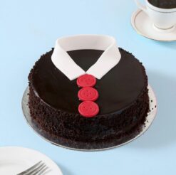 Shirt Chocoholic Cake: A decadent chocolate cake shaped like a shirt, decorated with chocolate ganache and cocoa powder.