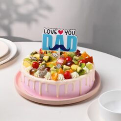Sweet baby pink fruit cake with 'Love You Dad' message, ideal for Father's Day celebration or special occasions.