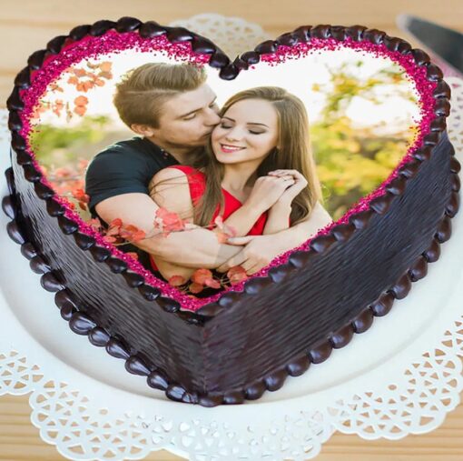 Heart-shaped Sweetheart Photo Cake, personalized for romantic celebrations and special moments.