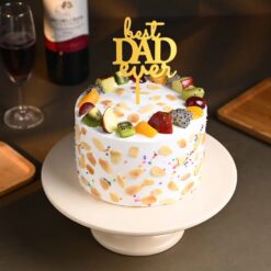 Fruit cake celebrating the ultimate dad, ideal for special occasions and fruit enthusiasts.